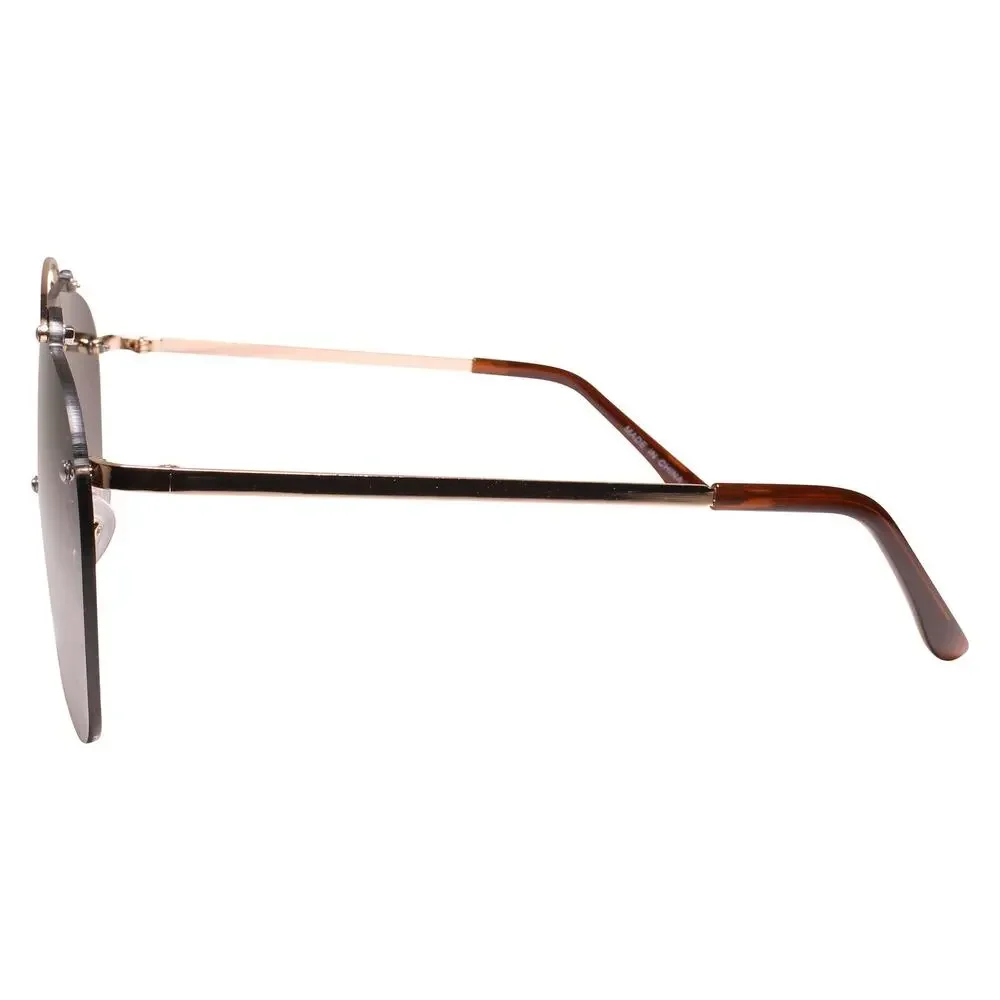 Oversized Rimless Gray Aviator Sunglasses